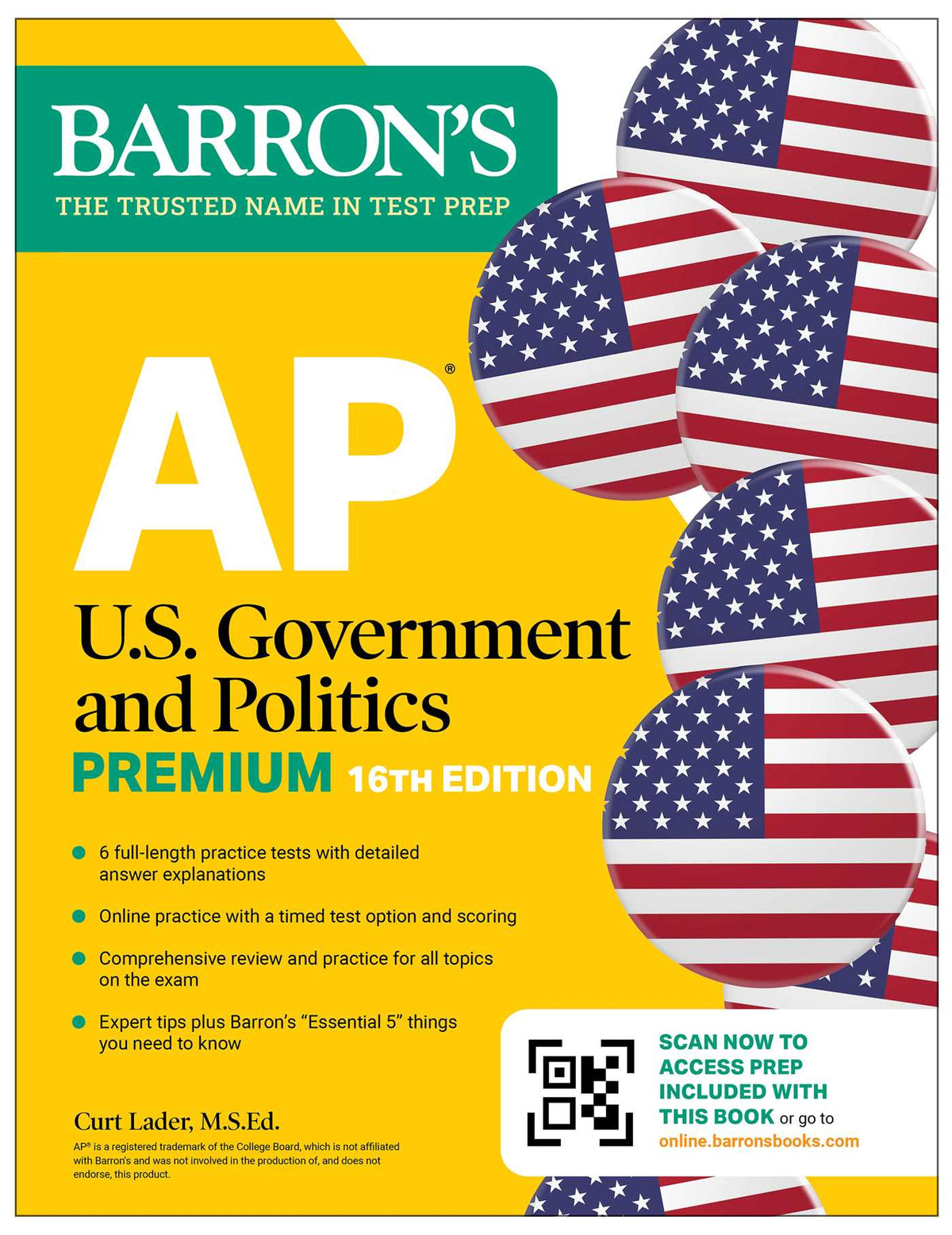 AP U.S. Government and Politics Premium, Sixteenth Edition: Prep Book with 6 Practice Tests + Comprehensive Review + Online Practice (2026)