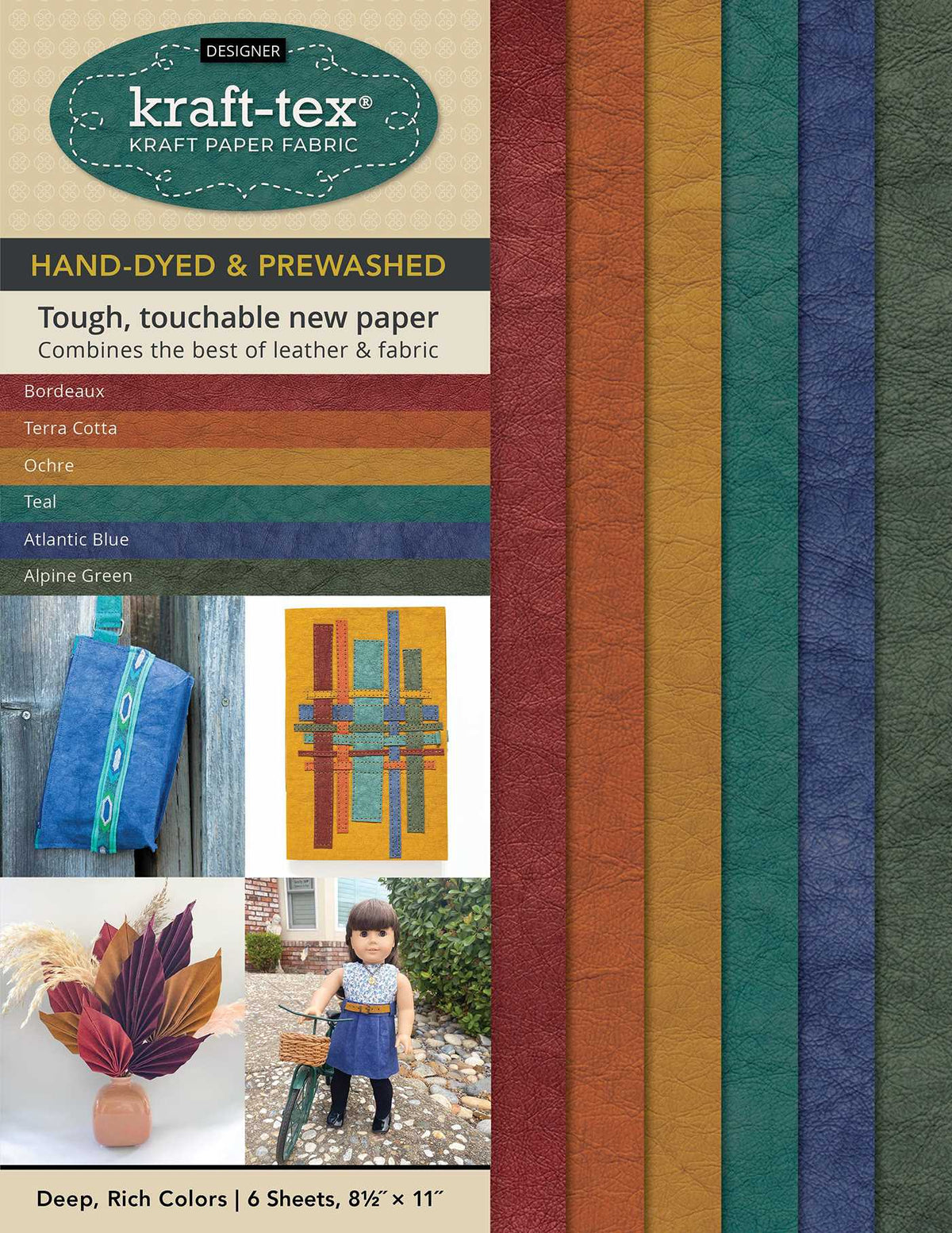 kraft-tex Designer Sampler 6 Deep, Rich Colors Hand-Dyed & Prewashed