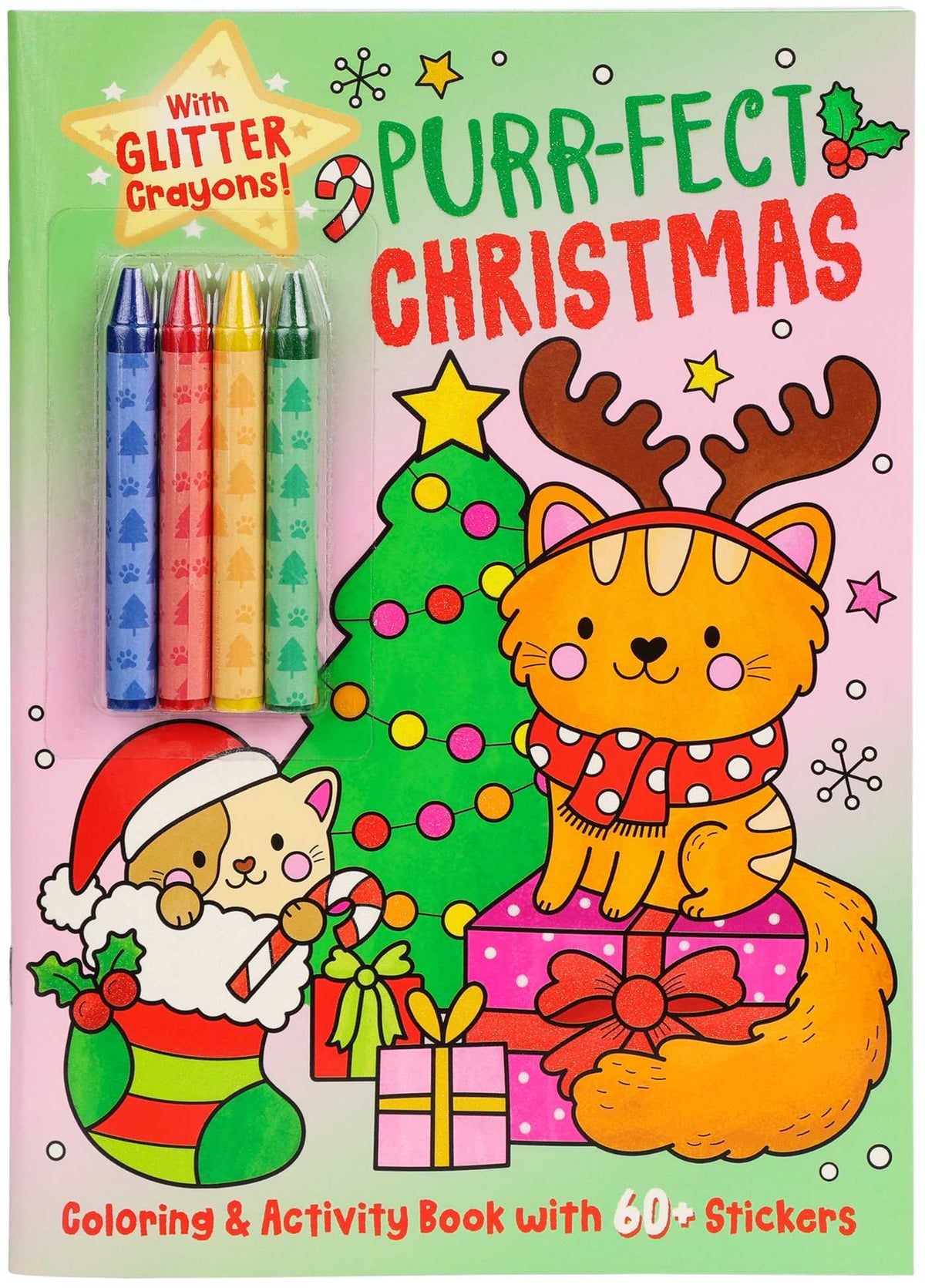 Purr-fect Christmas Coloring & Activity Book with 60+ Stickers and Glitter Crayons
