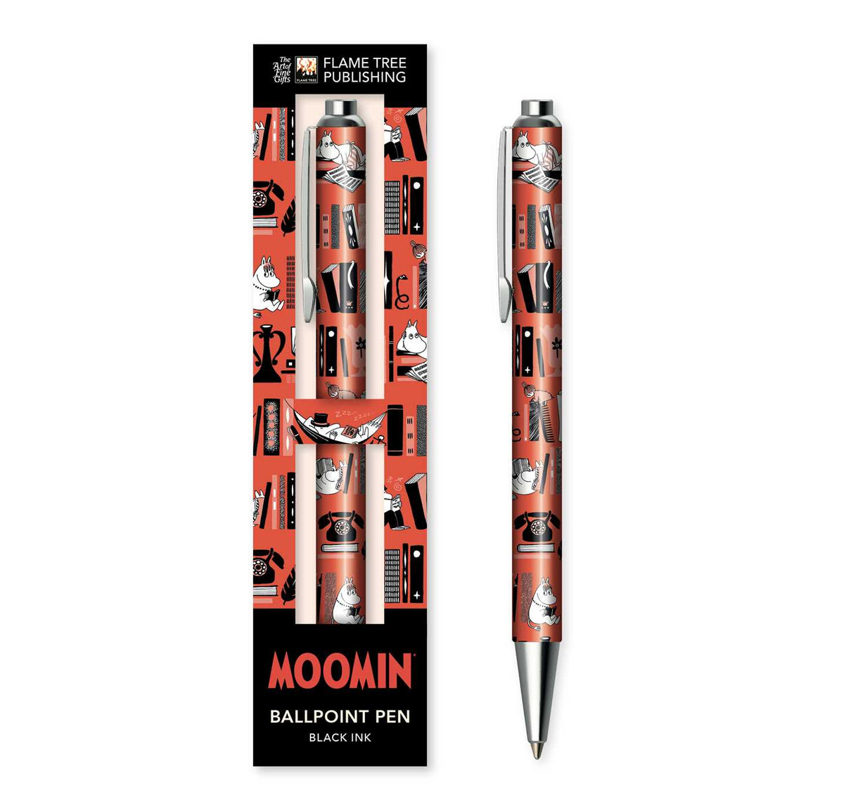 Moomin Bookshelves Red Boxed Decorative Ballpoint Pen