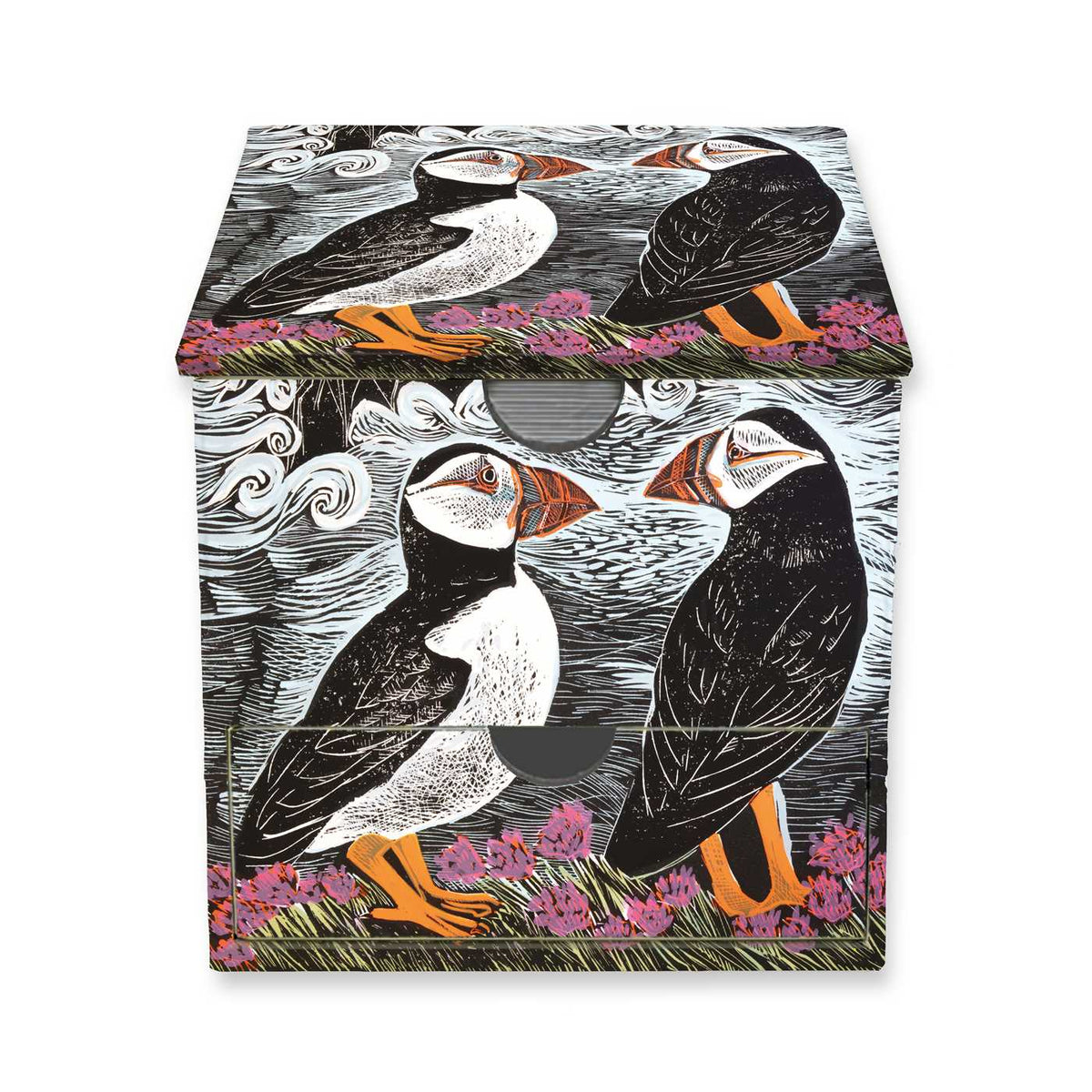 Angela Harding: Fair Isle Puffins Memo Box with Drawer