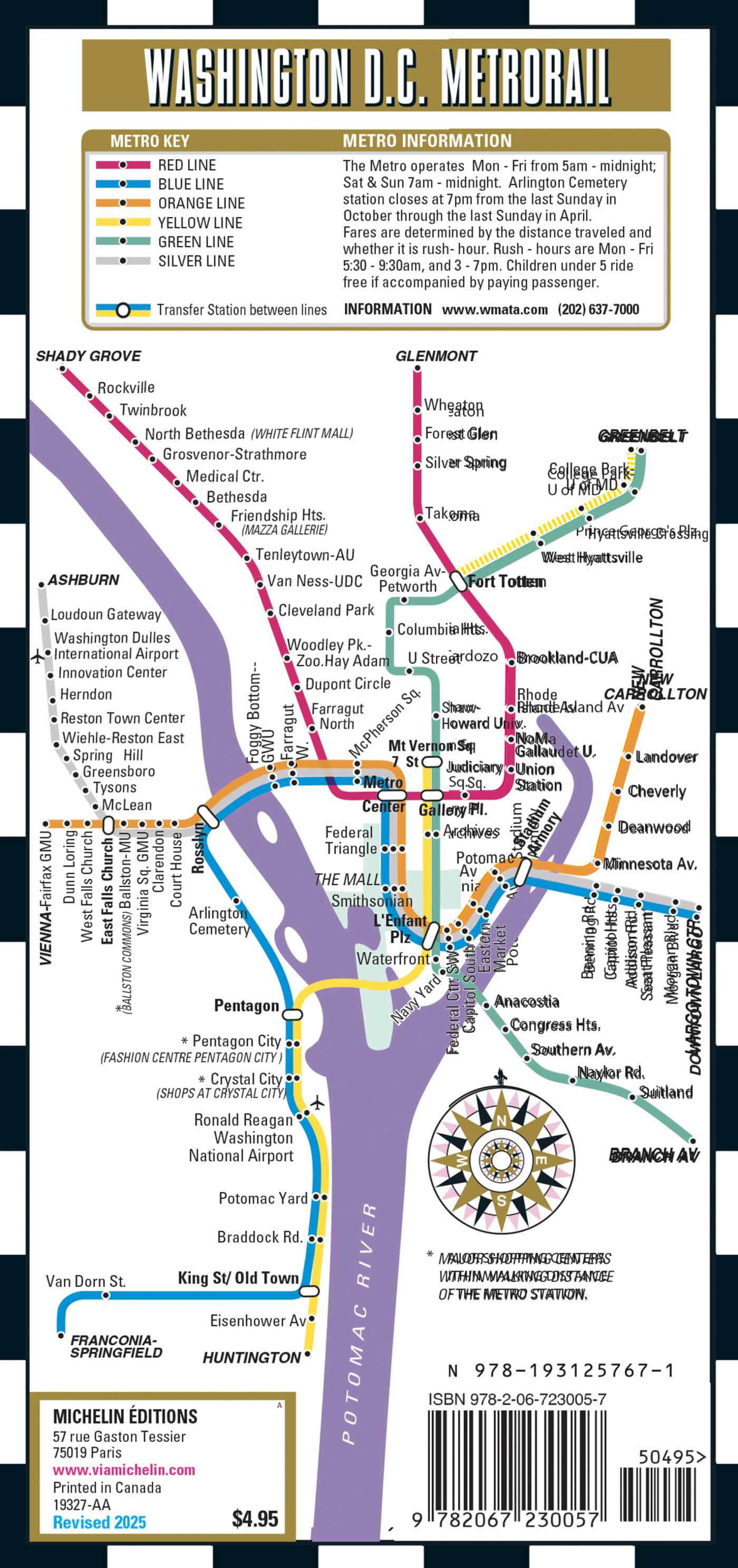 Streetwise Washington DC Metro Map - Laminated Metro Map of Washington, DC