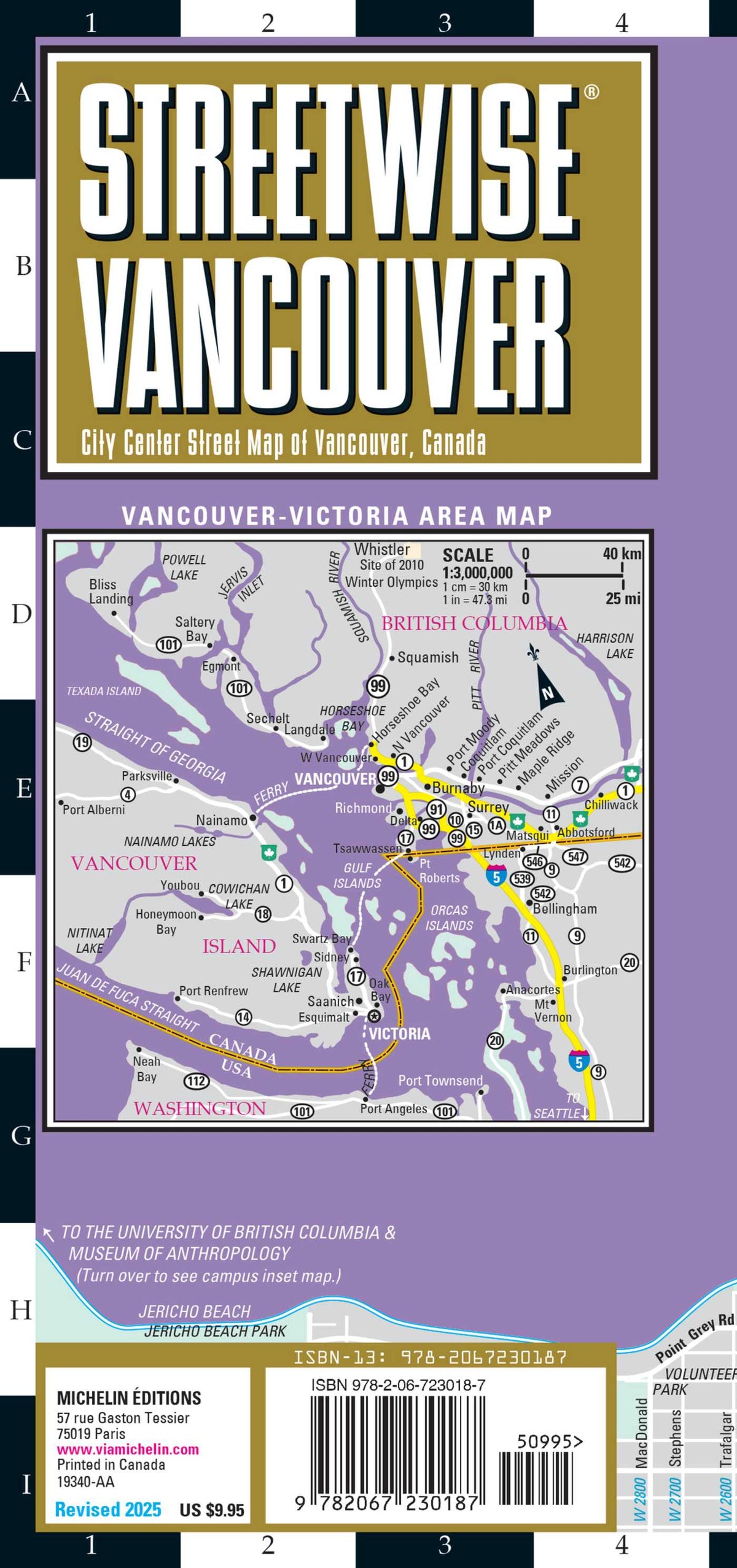 Streetwise Vancouver Map - Laminated City Center Street Map of Vancouver, Canada