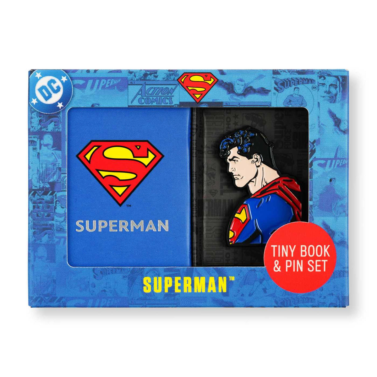 DC Comics: Superman Tiny Book and Pin Set