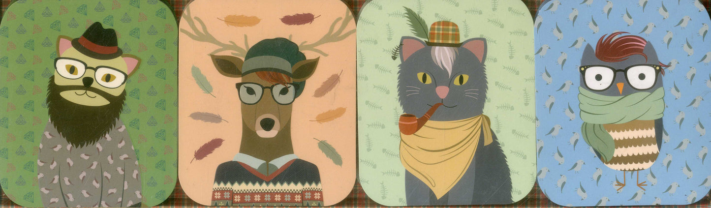 Pocket Note Set of 4 Mini-Pads: Hipster Animals