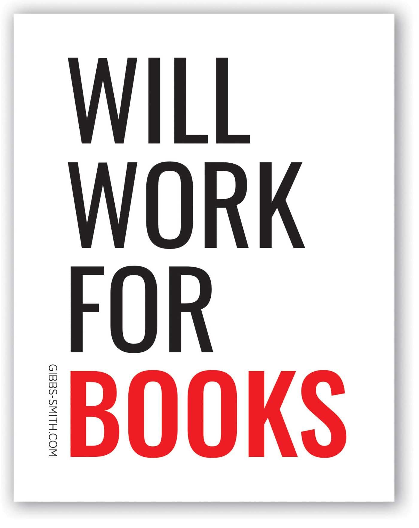 Will Work for Books Sticker (Pack of 6)