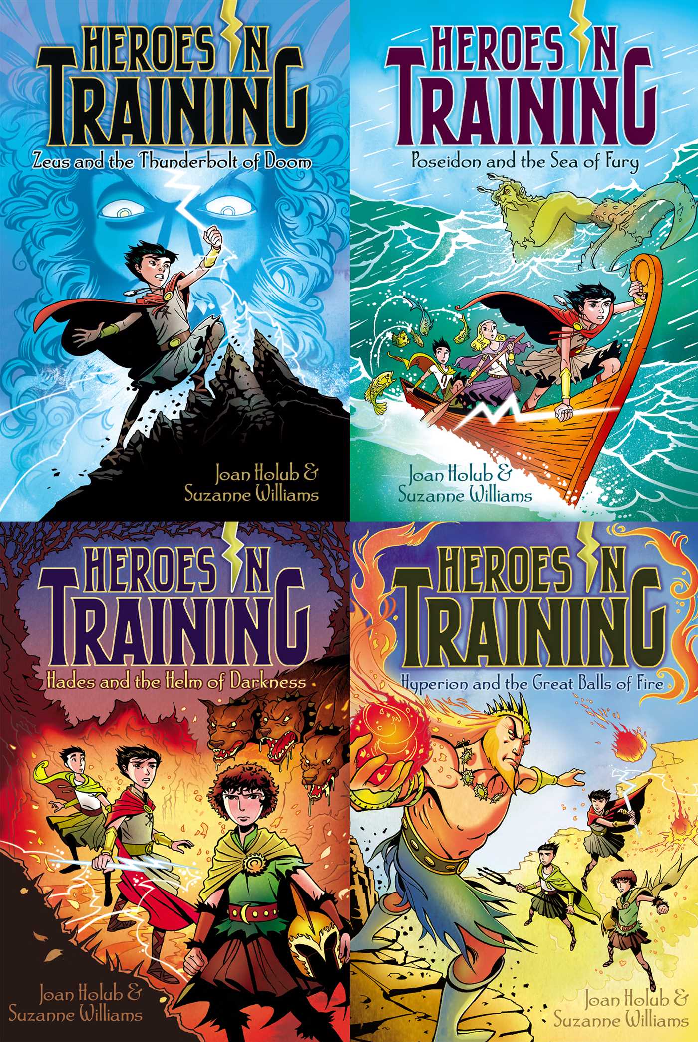 Heroes in Training Collected Set: Zeus and the Thunderbolt of Doom; Poseidon and the Sea of Fury; Hades and the Helm of Darkness; Hyperion and the Great Balls of Fire