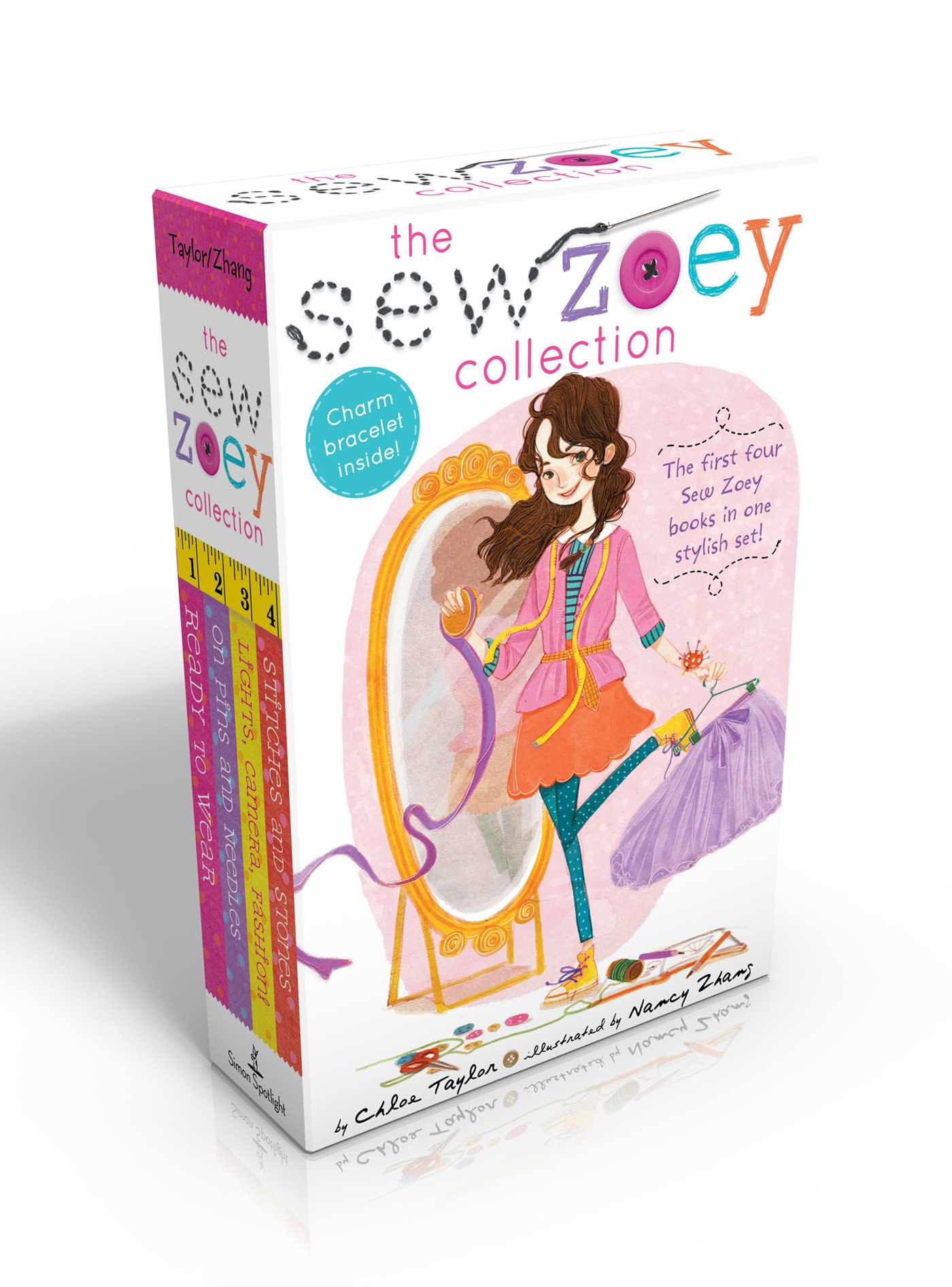 Sew Zoey Collection Books 1-4 (Charm Bracelet Inside!) (Boxed Set): Ready to Wear; On Pins and Needles; Lights, Camera, Fashion!; Stitches and Stones