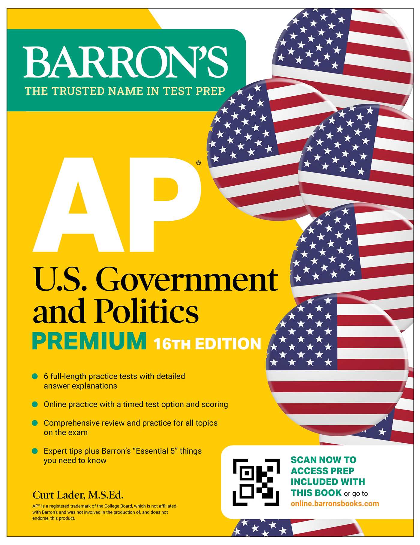 AP U.S. Government and Politics Premium, Sixteenth Edition: Prep Book with 6 Practice Tests + Comprehensive Review + Online Practice (2026)