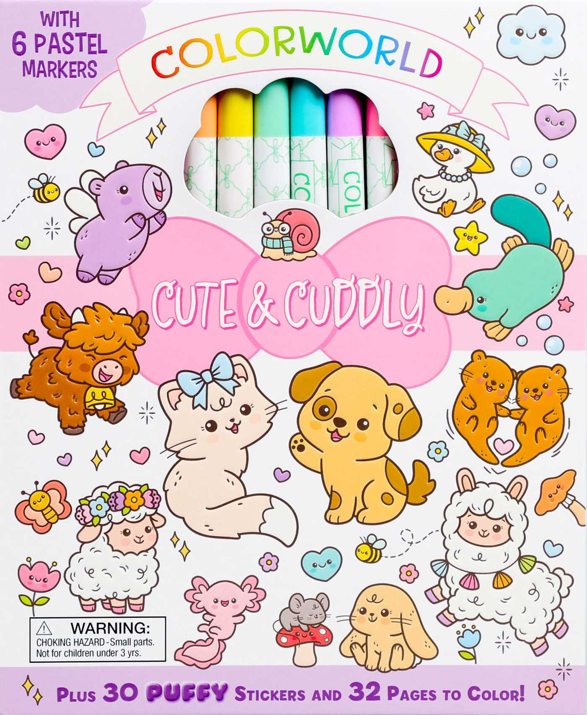 ColorWorld: Cute & Cuddly - Coloring Book with Jumbo Pastel Markers and Puffy Stickers, Cute Coloring Book for Creative Kids Ages 6-8 (ColorWorld Coloring Kits)