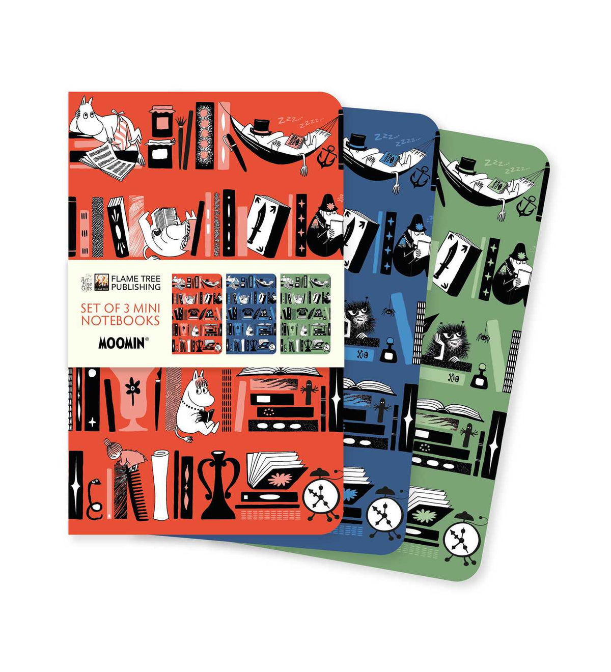 Moomin Bookshelves Set of 3 Mini Notebooks