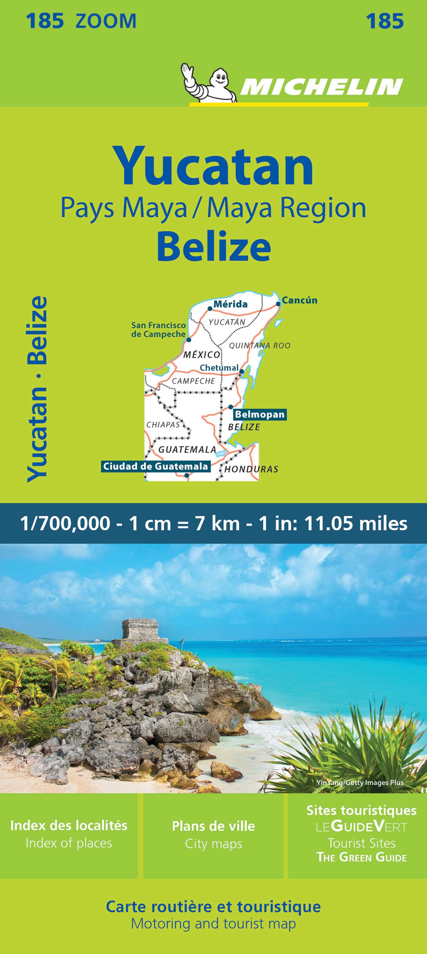 Michelin ZOOM Yucatan and the Mayan Region Belize Road and Tourist Map 185