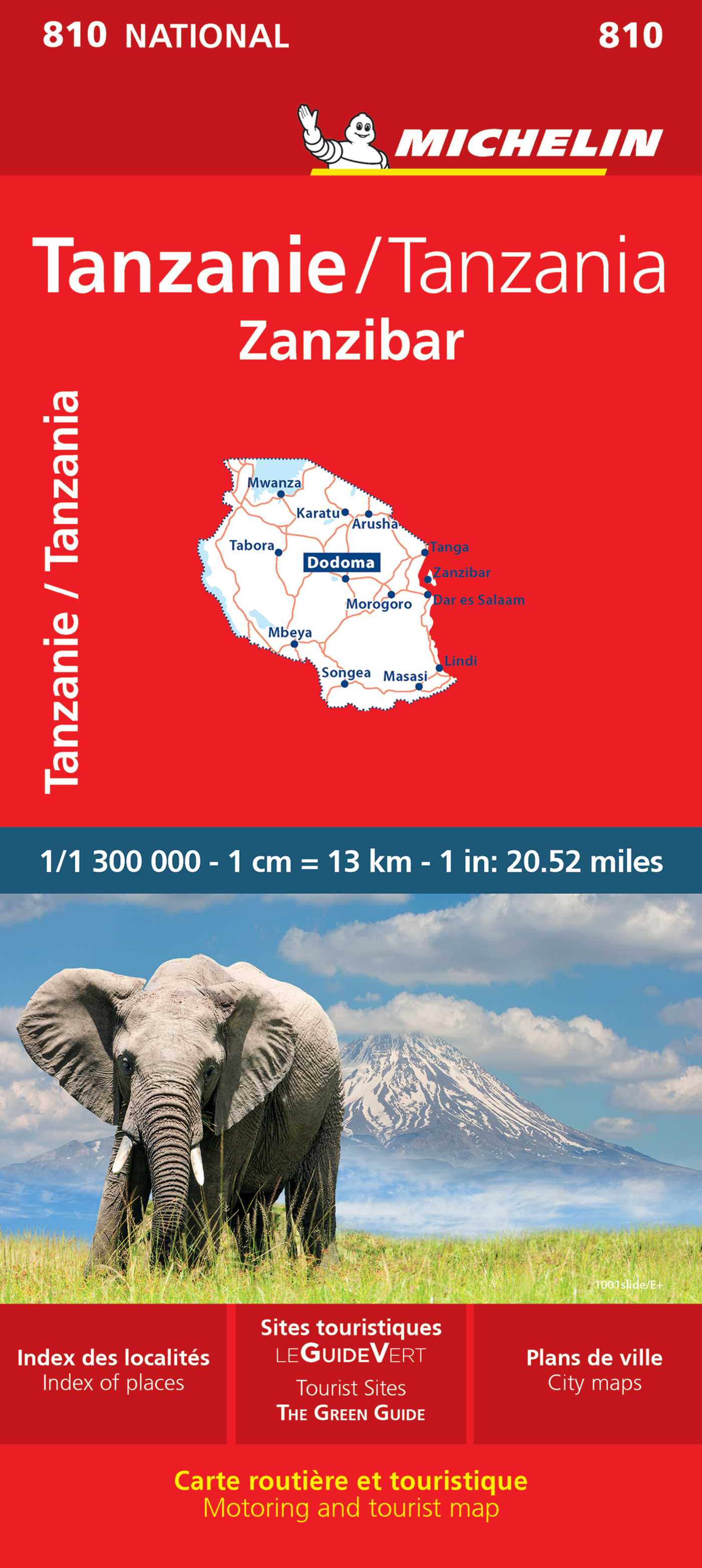 Michelin Tanzania Zanzibar Road and Tourist Map 810
