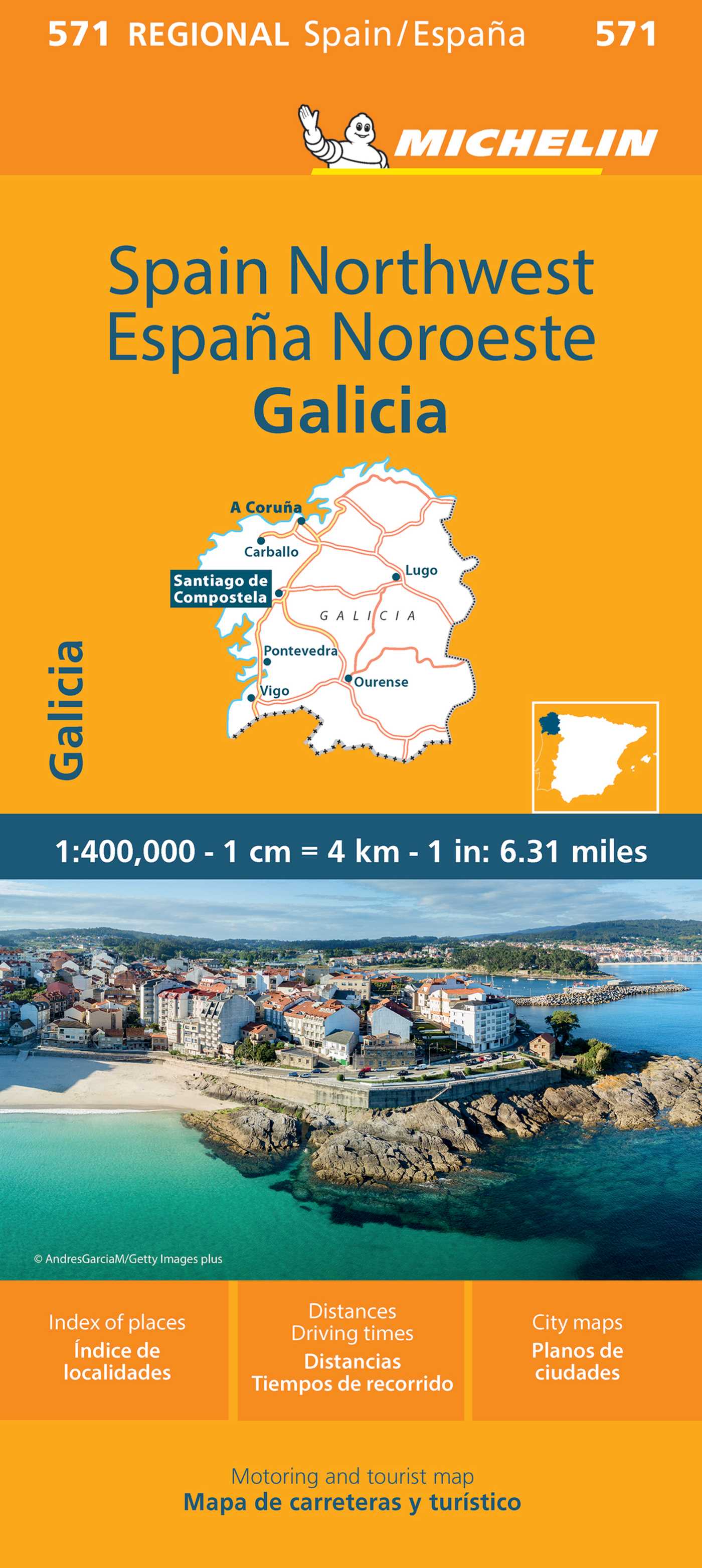Michelin Spain: Northwest, Galicia Map 571