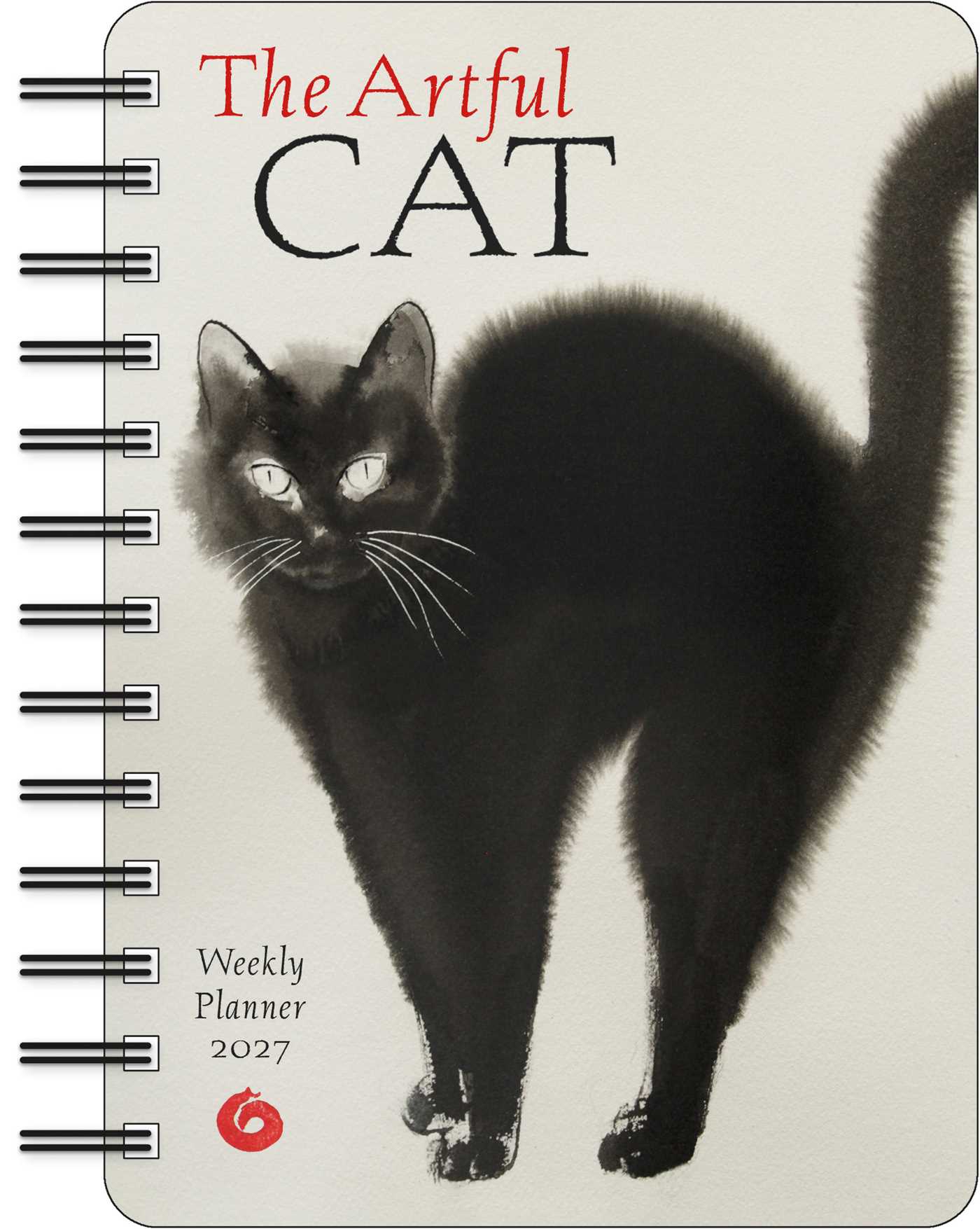 Artful Cat 2027 Weekly Planner Calendar: Brush and Ink Watercolor Paintings